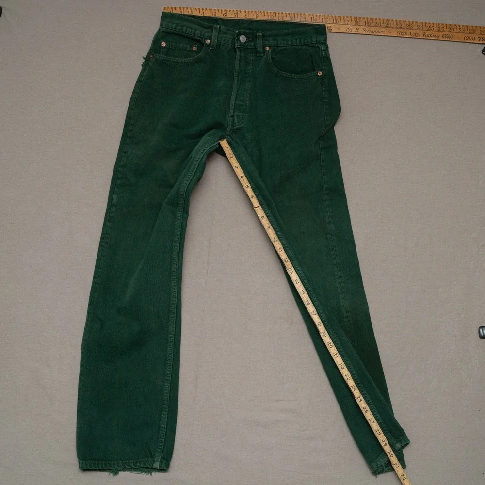 Vintage 90s Levis 501 XX Bright Forest Green USA Made 30